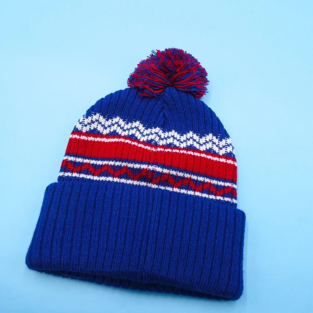 '47 Brand New York Giants Winter Hat Boys Blue Striped‎ Acrylic Beanie NFL Youth